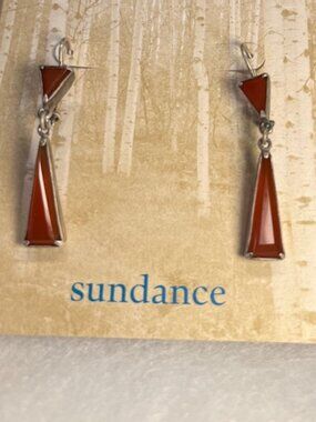 Sundance Carnelian Triangle Earrings – new in box
